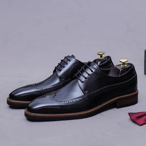 Chaussures Derby en cuir pour hommes, bottes à lacets en cuir véritable faites à la main, solides et légères, pour le bureau et la carrière - Product Image 1