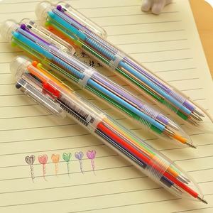 1.0mm Multi-color Plastic Ballpoint <b>Pen</b> 6-Color <b>Retractable</b> <b>Pens</b> Office School Supplies Students Gift - Product Image 4