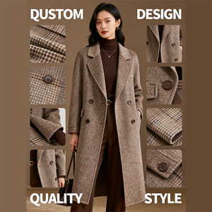 معطف صوف مخصص للنساء - معطف شتوي نسائي بطول الركبة بزرين - Product Image 1