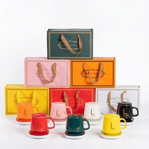 OEM USB Portable 55℃ Electric Ceramic Coffee <b>Mug</b> Warmer Set Cup with Lid Spoon Heater Gift Box Custom Logo Promotional Gifts - Product Image 2