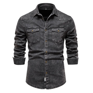 Camisa vaquera de manga larga informal personalizada para hombre, 100% de algodón, Popelina, antibolitas, cierre de un solo pecho, adecuada para oficina, talla XL - Product Image 3