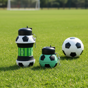 2026 World Wholesale Eco-Friendly Leak Proof Straw Silicone <strong>Football</strong> <strong>Water</strong> <strong>Bottle</strong> Collapsible Kids <strong>Water</strong> Cup Camping Outdoor - Product Image 4
