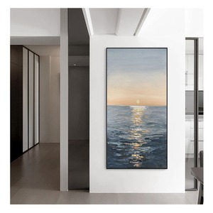 Hand Painted Oil Painting Rectangle Black <b>Frame</b> Impressionism Modern Art Entryway Living Room <b>Wall</b> Decor Vertical Hanging - Product Image 2