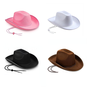 Fff4493 Tùy Chỉnh Phương Tây Cảm Thấy Cowgirl <span class=keywords><strong>Cowboy</strong></span> Hat Với Có Thể Điều Chỉnh Neck-String Đảng Phụ Nữ Cô Gái Màu Hồng <span class=keywords><strong>Cowboy</strong></span> Hat - Product Image 1