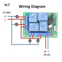 Commutateur de télécommande sans fil 433MHz Module récepteur de relais DC 12V 4CH avec émetteur à distance RF 4 canaux 433.92 Mhz