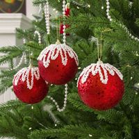 Boules de Noël floquées super scintillantes, peintes à la main, décorations créatives pour sapin de Noël, boules de Noël en paillettes et mousse