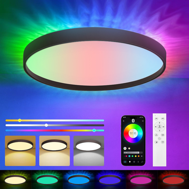 Indoor Bedroom Round Ultra Ceiling Light Remote Switch Control Rgb Ceiling Lamp Fixture for Modern Living Room Led Ceiling Light