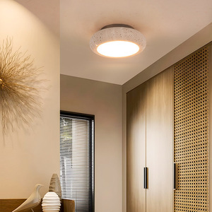 Lámpara de Techo Redonda de Madera Color Crema, Estilo Japandi, para Pasillo, Entrada, Balcón - Product Image 1