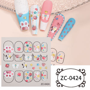 Mignon Animal Ours Lapin Chat Griffe Ballet Nail Art Décoration Marine Elements-3D Fruit Pêche Cerise Nail Stickers PET Material - Product Image 4