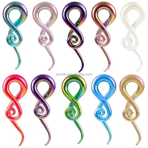 Evorte Latest Fashion AB Glass Spiral Ear Gauge Tunnel Gauge Earring 316L Surgical Steel Stretcher Expander Pierced Body Jewelry