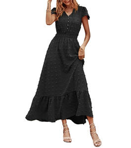 Nueva llegada Europa y América Bohemia gasa color sólido vestido cintura vestido de <span class=keywords><strong>mujer</strong></span> - Product Image 3