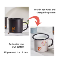 Logo personnalisé 8cm 350ml métal voyage en plein air pique-nique tasse à café Camping émail tasses à café tasse de sublimation changement de couleur tasse magique