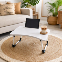 Table de lit pliante portable multifonctionnelle en bois pour petit-déjeuner, avec support pour tablette et ordinateur portable