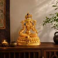 Handgefertigte Grüne Tara Buddha-Statue aus Messing, Metallkunst-Skulptur für Heimdekoration und Tempelaltar