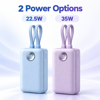 Power Bank Ringkas 20000mAh dengan Kabel Ganda Terintegrasi 22.5W 35W Pengisian Cepat USB-C Layar Digital LED Dua Arah