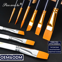 Ensemble de pinceaux de peinture professionnels Panwenbo en nylon à manche en bois, 6 pièces, pour aquarelle et peinture acrylique