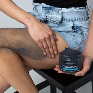 Natural Charcoal Exfoliating Body Scrub Polish W/ Collagen Stem Cell Gentle Face Exfoliator Bump Eraser Shower Scrub Men Women