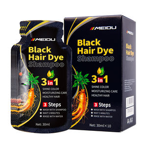 Shampoo colorant capillaire naturel 3 en 1 en gros, couvre les cheveux gris et blancs, teinture capillaire permanente à base de plantes, shampooing colorant capillaire noir en sachet - Product Image 1