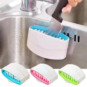 <span class=keywords><strong>Limpiador</strong></span> de Cubiertos Reutilizable con Ventosa para Cuchillos, Tenedores, Cucharas y Palillos, Cepillo Desmontable para Limpiar Frutas y Verduras, Accesorios de Cocina - Product Image 1