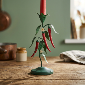 Portavelas de Hierro con Diseño de Chiles Verdes, Decoración para el Hogar, Metal Resistente, Diseño de Planta - Product Image 2