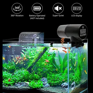 एक्वेरियम मछली टैंक फूड फीडिंग के लिए एलसीडी डिस्प्ले ड्राई बैटरी ब्लैक स्मार्ट कोई कार्प फिश फीडर स्वचालित