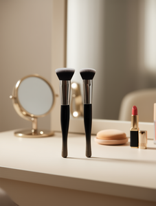 Set di pennelli per trucco, 2 pezzi, manico piatto in plastica con capelli sintetici per l'applicazione del trucco - Product Image 2