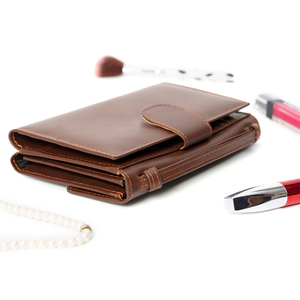 <b>Long</b> <b>Wallet</b> Genuine Leather Unisex Multifunctional Fold Closure Minimalist Style Daily Use Brown - Product Image 1