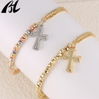 Vente en gros de bijoux religieux catholiques, chapelets tricolores, pendentif croix avec petit bracelet chapelet, cadeaux