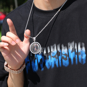 Collar <span class=keywords><strong>con</strong></span> Colgante <span class=keywords><strong>de</strong></span> <span class=keywords><strong>Foto</strong></span> <span class=keywords><strong>de</strong></span> Doble Cara, <span class=keywords><strong>Cadena</strong></span> Singapuriana Trenzada, Chapado en <span class=keywords><strong>Oro</strong></span>, <span class=keywords><strong>con</strong></span> Circonita Cúbica, Joyería Hip Hop para Fiestas y Bodas - Product Image 2