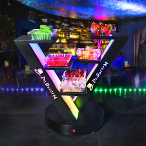 Support à fruits en métal en forme de V à trois niveaux, éclairé par LED, pour la présentation de collations lors de fêtes - Product Image 3