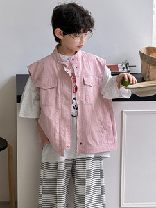 D839 Gilet de travail coréen pour garçons en polyester/coton, nouvelle collection printemps 2026, rose, excellente qualité, vente flash - Product Image 1