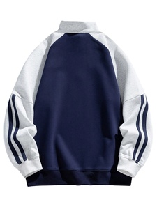 OEM personalizado hombres ropa de otoño multicolor Patchwork pulóver alta calidad a rayas manga Zip Stand Collar <span class=keywords><strong>sudadera</strong></span> para hombre - Product Image 1