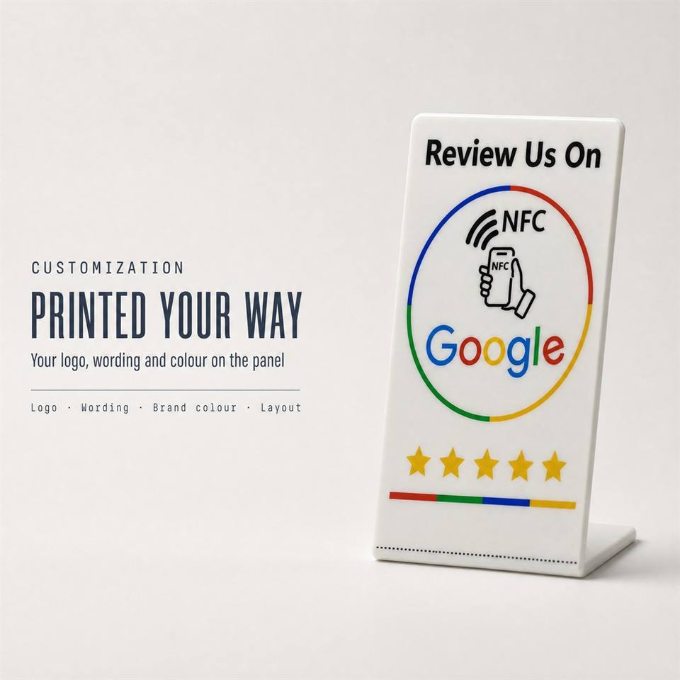 Printable QR Code Review Stand Acrylic NFC Table Tent Card For Hotel ...