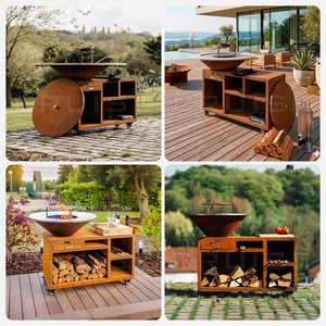 Juego de Barbacoa CRUISE de Acero Corten/Barbacoa de Carbón para Exteriores, Brasero Metálico WS-TB-800 con Kit de Cubo para Cenizas y Recolector de Cenizas Extraíble - Product Image 5