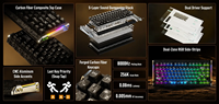 Keyboard Gaming ATTACK SHARK R86 HE 81 Tombol Serat Karbon dengan Sakelar Magnetik, Rapid Trigger 0.005mm, 8000Hz, Kabel, PC, RGB, Hot Swappable