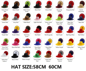 Cappello Fedora in feltro di lana di alta qualità all'ingrosso per gli uomini 2 tonalità cappello di colore diverso tesa cappello Fedora per le donne - Product Image 6