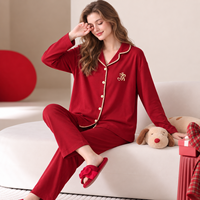 Ensemble de pyjama pour couple, vêtements de détente, manches longues, boutonné, en coton, vêtements de nuit en 2 pièces avec poches, ensemble de vêtements de détente respirant