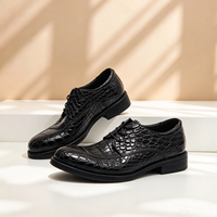 Chaussures pour hommes en cuir véritable d'alligator lavé à l'eau, à lacets, respirantes, légères, de luxe, décontractées et habillées, à bout carré, pour l'été