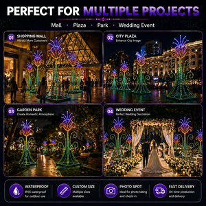 Décoration lumineuse géante LED en forme <span class=keywords><strong>de</strong></span> fleur pour extérieur, étanche, pour affichage paysager en ville, place publique, parc, projet <span class=keywords><strong>de</strong></span> festival - Product Image 2