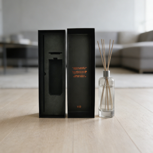 Boîte rigide personnalisée écologique et recyclable avec logo doré, base noire premium, vide, avec couvercle, pour diffuseur de parfum et diffuseur à bâtonnets - Product Image 2