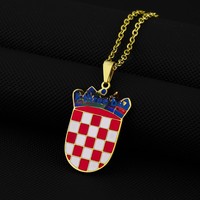 Nouvel Arrivage en Gros : Collier Pendentif Badge Croatie, Bijou Géométrique pour le Cou, Accessoires Assortis pour Couples (Hommes et Femmes)