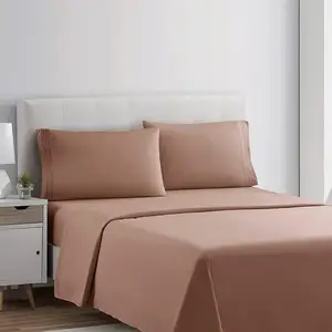 Luxury quality manufacturer canadian polyester microfiber fabric king size fitted bedsheet solid bedding bed sheet set
