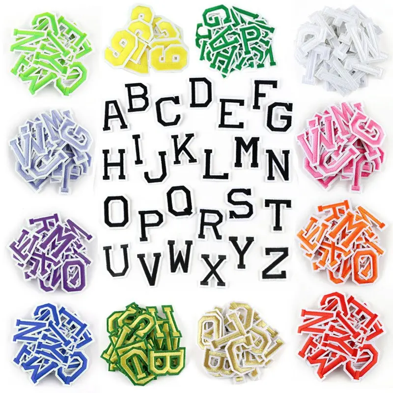 Trendy DIY Heat Press Stickerei Alphabet Buchstaben Nummer Patches 5CM Bunte gestickte Patch Letters Aufbügeln für Tasche Kleidung