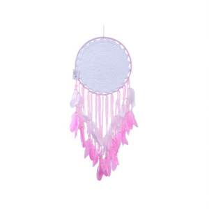 Atrapasueños Decorativo de Pared con Plumas Rosas, 40x120 cm, Estilo Bohemio, Diseño Circular Hecho a Mano - Product Image 3