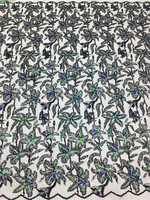 Tissu de mariée de mariage indien broderie paillettes tissu de dentelle ivoire avec paillettes tissu de dentelle de broderie paillettes ivoire