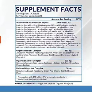 Capsule di Probiotici Grezzi 10 Miliardi di CFU Prebiotici Enzimi Digestivi Organici Supporto per la Salute dell'Intestino per Adulti - Product Image 5