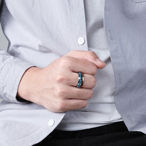 Anillo de cuero de madera con incrustaciones de acero de tungsteno, joyería de viento, acero al tungsteno, Aobao, oro, Estados Unidos y Europa - Product Image 3