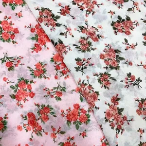 China Factory Wholesale 100 Polyester Floral Design Chiffon Printed Material Textile Thin Soft Light Flower For Dress