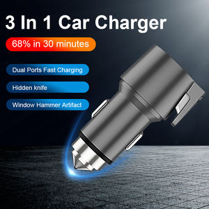 Chargeur de voiture multifonction 36W A + C port Metal avec coupe-ceinture et marteau de fenêtre pour situation d'urgence - Product Image 5