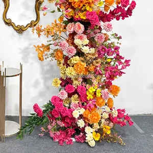 Promessa de decoração de casamento ao ar livre e interior, arco de flores coloridas de seda artificial, arco de casamento